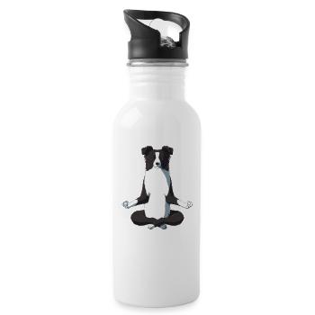 Yoga Border Collie - Trinkflasche mit integriertem Trinkhalm - Weiß - Rechts