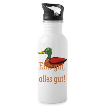 Ente gut alles gut - Trinkflasche mit integriertem Trinkhalm - Weiß - Rechts