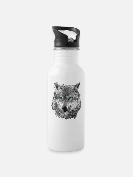 Loup - Gourde avec paille intégrée - blanc