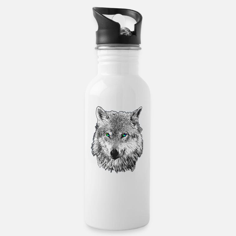 Loup - Gourde avec paille intégrée - blanc