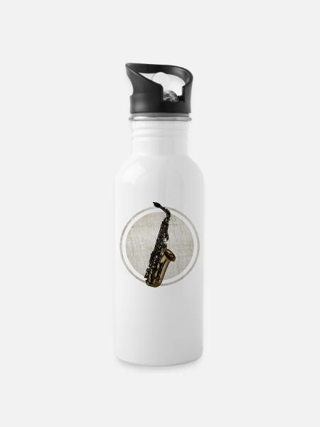 saxophone - Gourde avec paille intégrée - blanc