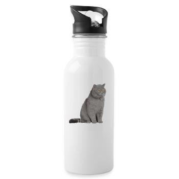 British Shorthair Cat - Water bottle with straw - white - Right