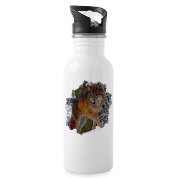 Wolf - Trinkflasche mit integriertem Trinkhalm - Weiß - Rechts