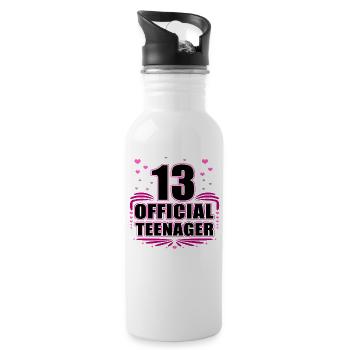 13 Official Teenagers – 13 Years Birthday - Water bottle with straw - white - Right