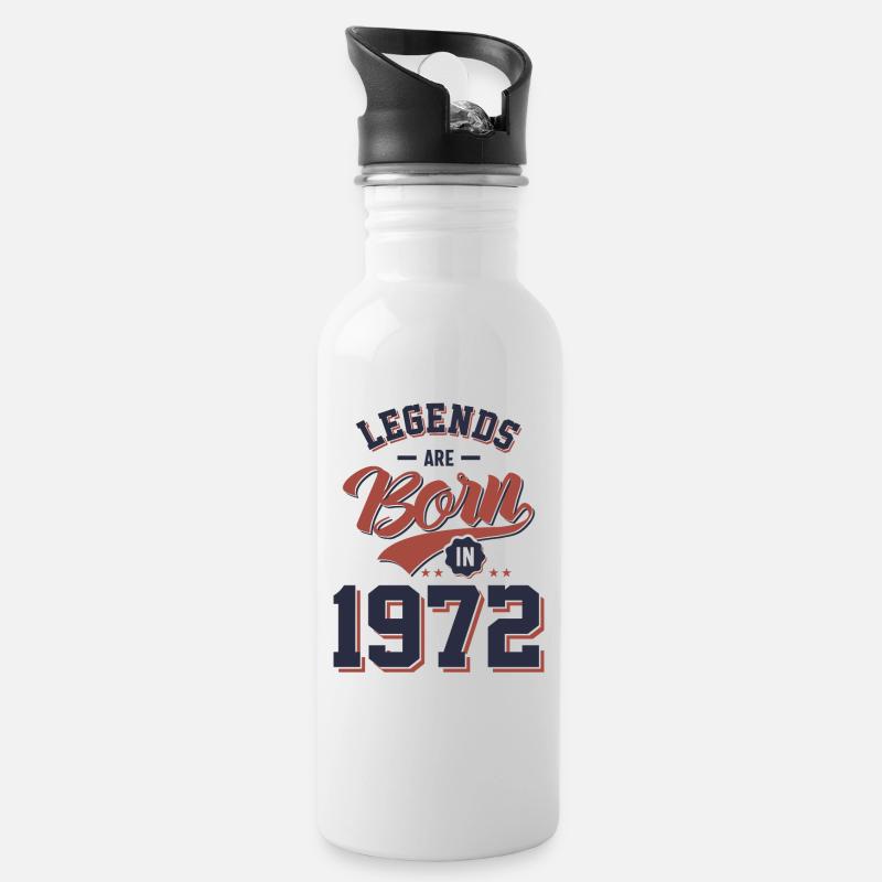 Legenden werden 1972 zum Geburtstagsgeschenk geboren - Trinkflasche mit integriertem Trinkhalm - Weiß