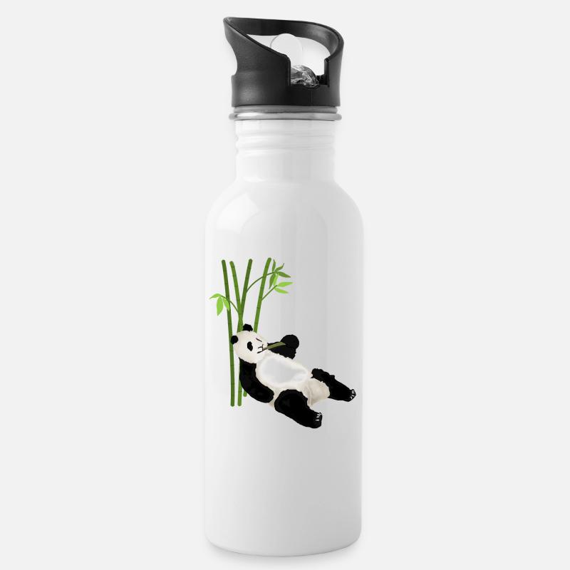 Panda, ours panda - Gourde avec paille intégrée - blanc