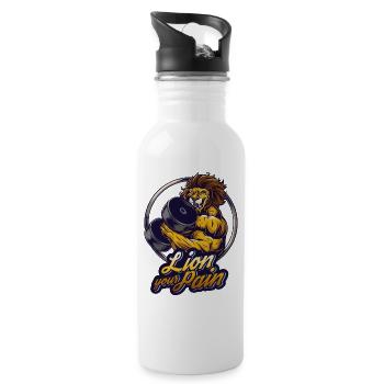 Bodybuilder muscle lion lie your pain saying - Water bottle with straw - white - Right