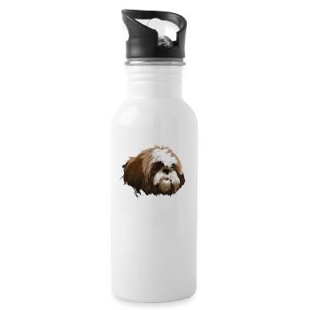 Shih Tzu Hund - Trinkflasche mit integriertem Trinkhalm - Weiß - Rechts