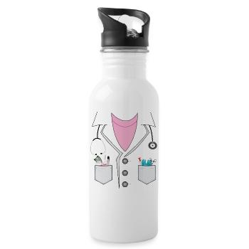 Ärztin - Trinkflasche mit integriertem Trinkhalm - Weiß - Rechts