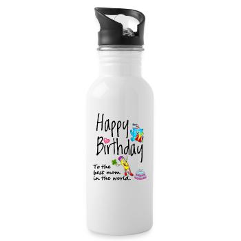 Happy birthday to the best mom - Water bottle with straw - white - Right