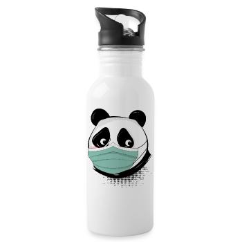 Panda bear with mask mask - Water bottle with straw - white - Right