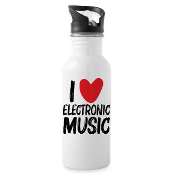 I Love Electronic Music - Trinkflasche mit integriertem Trinkhalm - Weiß - Rechts