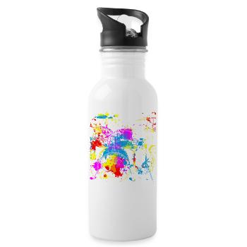 Schlagzeug Musiker Geschenk für Schlagzeuger - Trinkflasche mit integriertem Trinkhalm - Weiß - Rechts