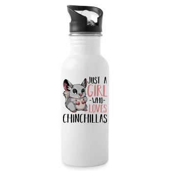 Chinchilla - Trinkflasche mit integriertem Trinkhalm - Weiß - Rechts