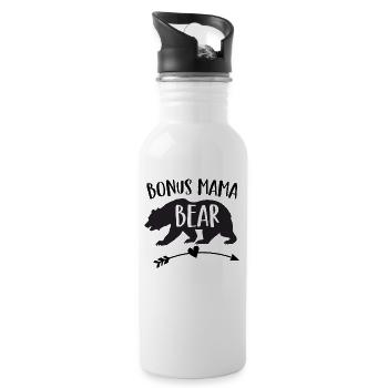 Bonus Mama Bär - Stiefmutter - Trinkflasche mit integriertem Trinkhalm - Weiß - Rechts