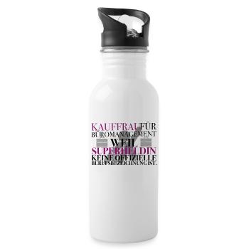 Kauffrau für Büromanagement Geschenk Spruch - Trinkflasche mit integriertem Trinkhalm - Weiß - Rechts