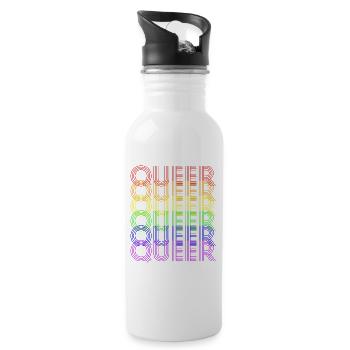 queer rainbowdesign - Water bottle with straw - white - Right