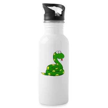 Schlange - Trinkflasche mit integriertem Trinkhalm - Weiß - Rechts