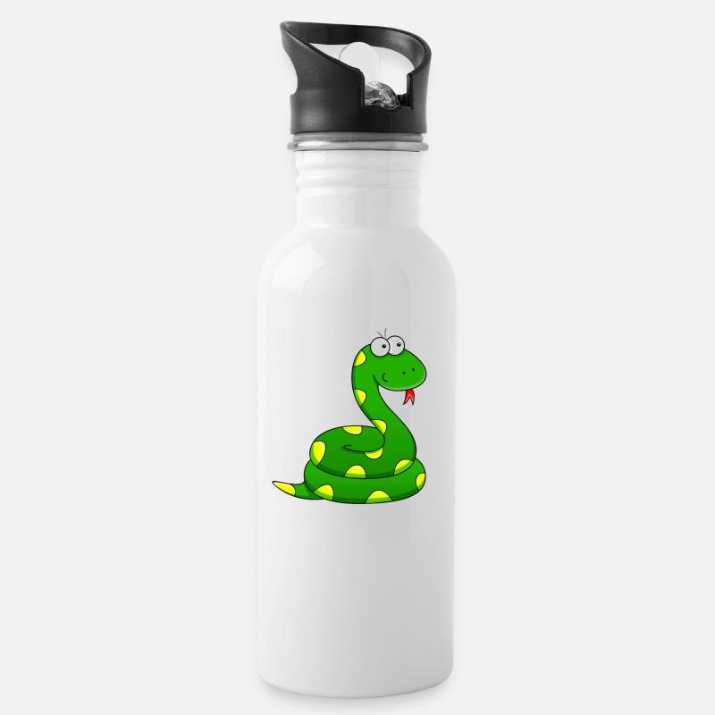 Schlange - Trinkflasche mit integriertem Trinkhalm - Weiß