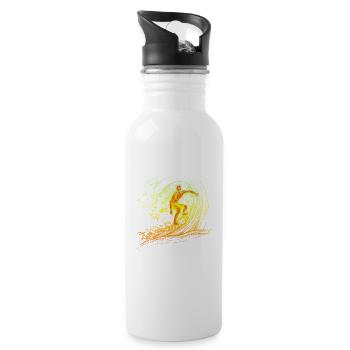 Surfer surfboard surfing - Water bottle with straw - white - Right