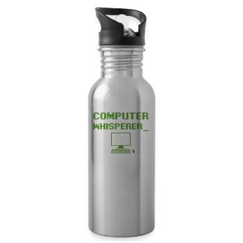 Computer Whisperer Tech unterstützt Nerds Geeks Fun - Trinkflasche mit integriertem Trinkhalm - Lightsilver - Rechts