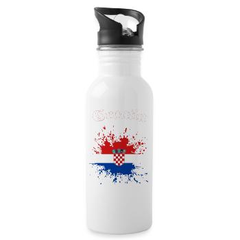 Kroatien Splatter Croatia - Trinkflasche mit integriertem Trinkhalm - Weiß - Rechts