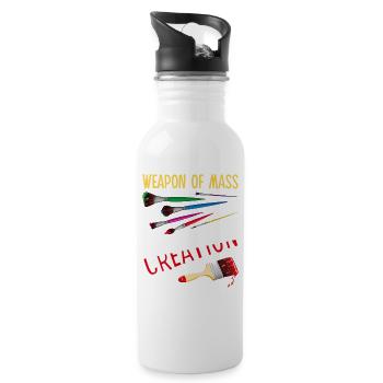 Weapons Of Mass Creation Funny Art Supply Artist P - Water bottle with straw - white - Right