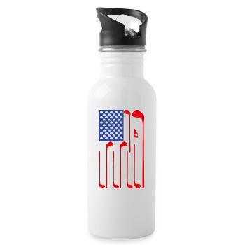 Drapeau américain Golf Club Sports Funny Golf Cadeaux - Gourde avec paille intégrée - blanc - Droite
