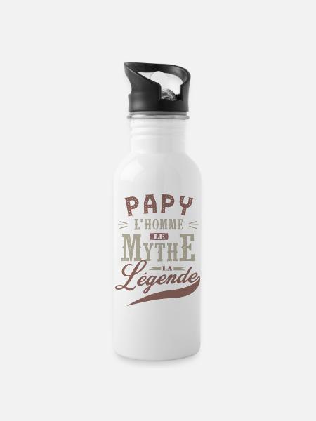 PAPY L'homme le mythe la légende cadeau noel fête - Gourde avec paille intégrée - blanc