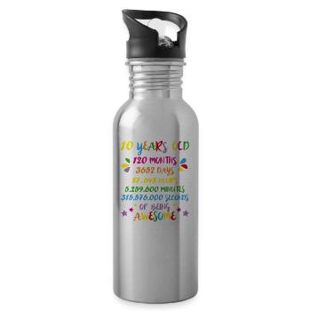 10 Jahre 120 Monate Geburtstag Math Nerd Geeky Girl - Trinkflasche mit integriertem Trinkhalm - Lightsilver - Rechts
