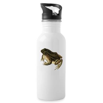 Frosch Kröte Kröte Frosch Illustration Zeichnung Vintage - Trinkflasche mit integriertem Trinkhalm - Weiß - Rechts