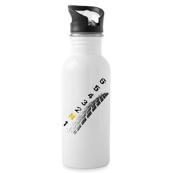 Gänge - Motorrad - Schaltung / schwarz - Trinkflasche mit integriertem Trinkhalm - Weiß - Rechts