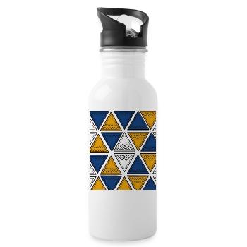 Wax Pembetatu Africa Kente Bogolan - Water bottle with straw - white - Right