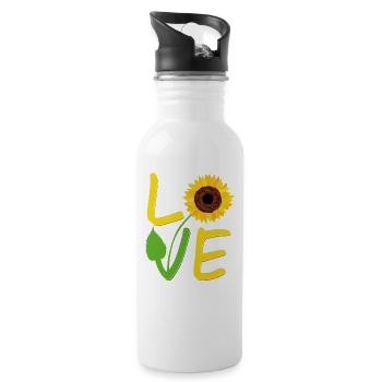 Tournesol cadeau pour les femmes aiment tournesols mignon Wome - Gourde avec paille intégrée - blanc - Droite