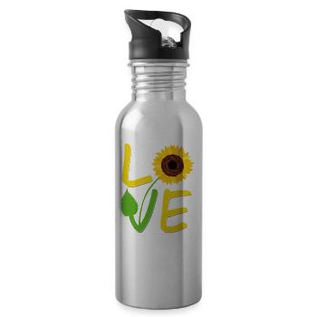 Tournesol cadeau pour les femmes aiment tournesols mignon Wome - Gourde avec paille intégrée - argent clair - Droite