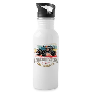 Ich mag große Lastwagen und ich kann Kleinkind nicht lügen - Monst - Trinkflasche mit integriertem Trinkhalm - Weiß - Rechts