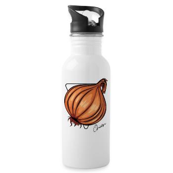 Zwiebel Zwiebeln - Trinkflasche mit integriertem Trinkhalm - Weiß - Rechts