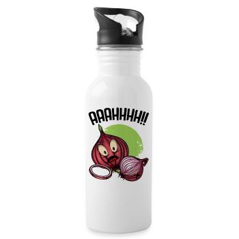 Zwiebel Zwiebeln - Trinkflasche mit integriertem Trinkhalm - Weiß - Rechts