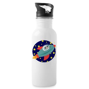 Rakete Astronaut Weltall - Trinkflasche mit integriertem Trinkhalm - Weiß - Rechts