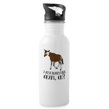 Cute Okapi Lover Gift I Just Really Like Okapi - Water bottle with straw - white - Right