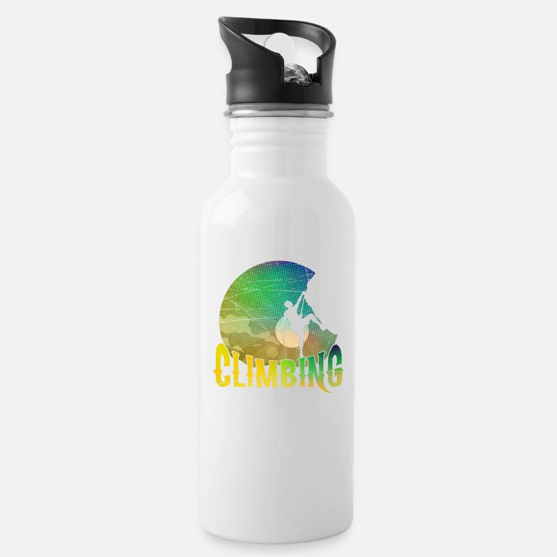 Klettern Kletterer - Trinkflasche mit integriertem Trinkhalm - Weiß