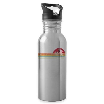 Palmier Style rétro Plage tropicale Océan Pacifique - Gourde avec paille intégrée - argent clair - Droite