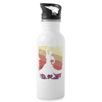 Flamenco Tanzen - Trinkflasche mit integriertem Trinkhalm - Weiß - Rechts