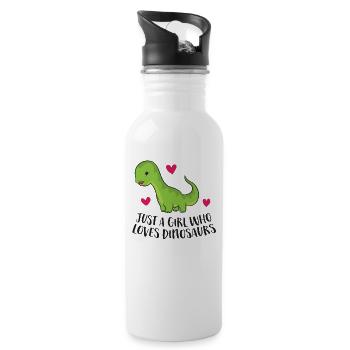 Just a Girl Who Loves Dinosaurs Cute Dinosaurs - Water bottle with straw - white - Right