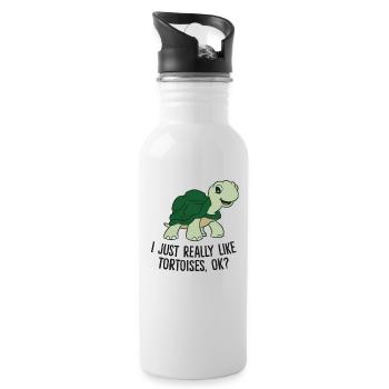 J’aime les tortues Tout simplement Ok - Gourde avec paille intégrée - blanc - Droite