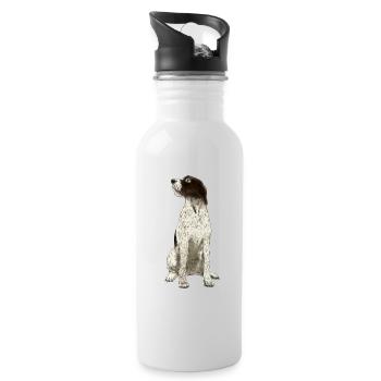 Sitzender Cesky Fousek Hund - Trinkflasche mit integriertem Trinkhalm - Weiß - Rechts