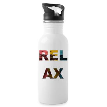 Relax / Sprüche / Trend - Trinkflasche mit integriertem Trinkhalm - Weiß - Rechts
