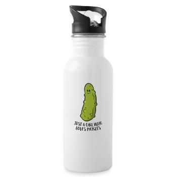 Funny Pickle Girl Gift Just a Girl Who Loves - Water bottle with straw - white - Right