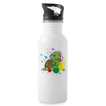Tortue de couleur - Gourde avec paille intégrée - blanc - Droite
