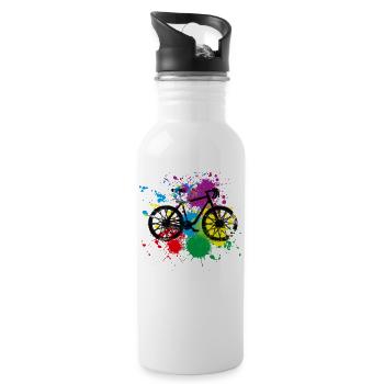 Colored Bicycle - Water bottle with straw - white - Right
